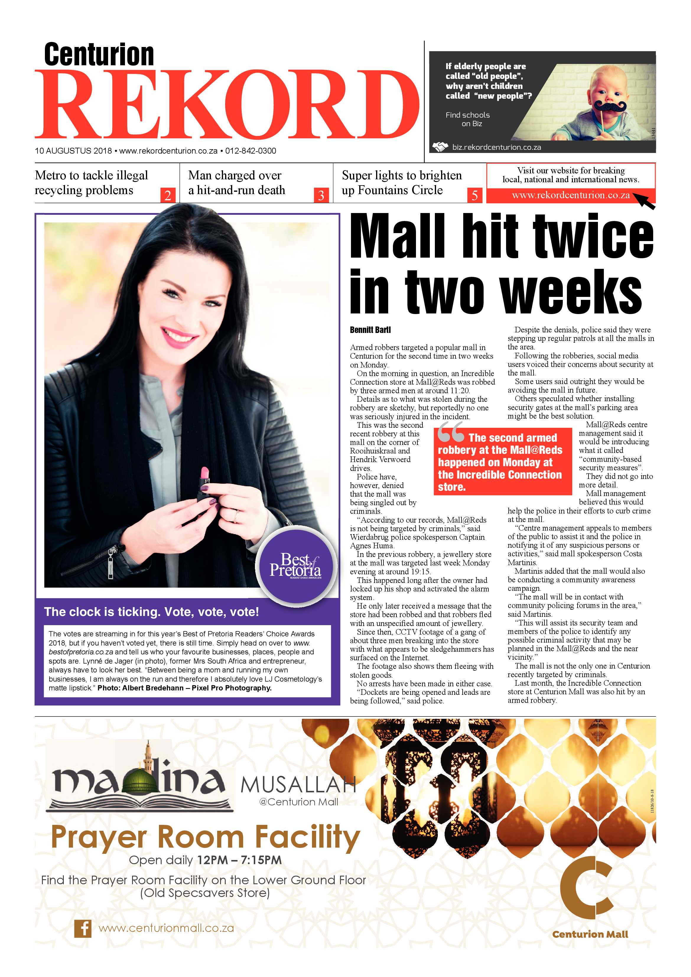 Rekord Centurion 10 August 2018 page 1