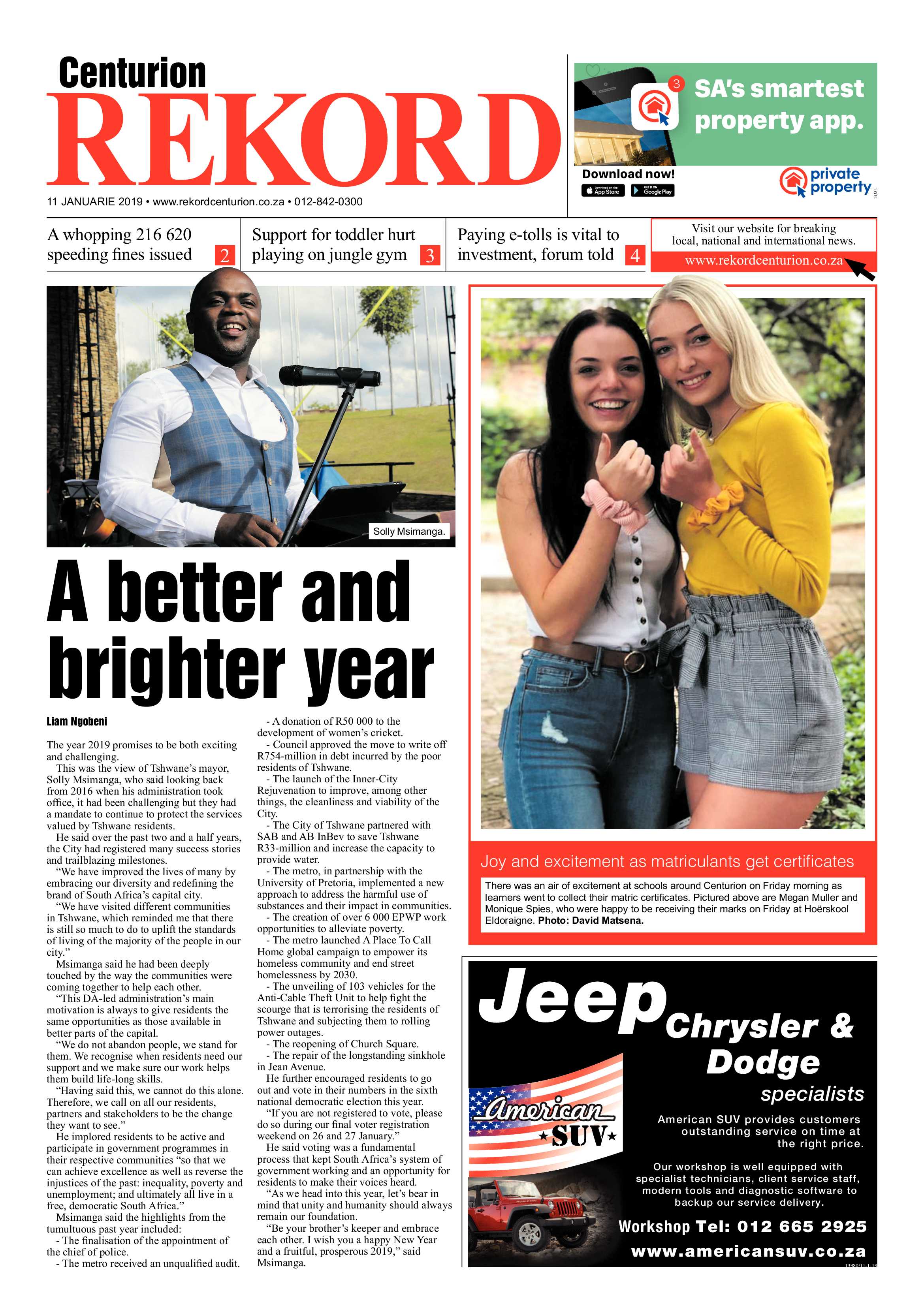 Rekord Centurion 11 January 2019 page 1