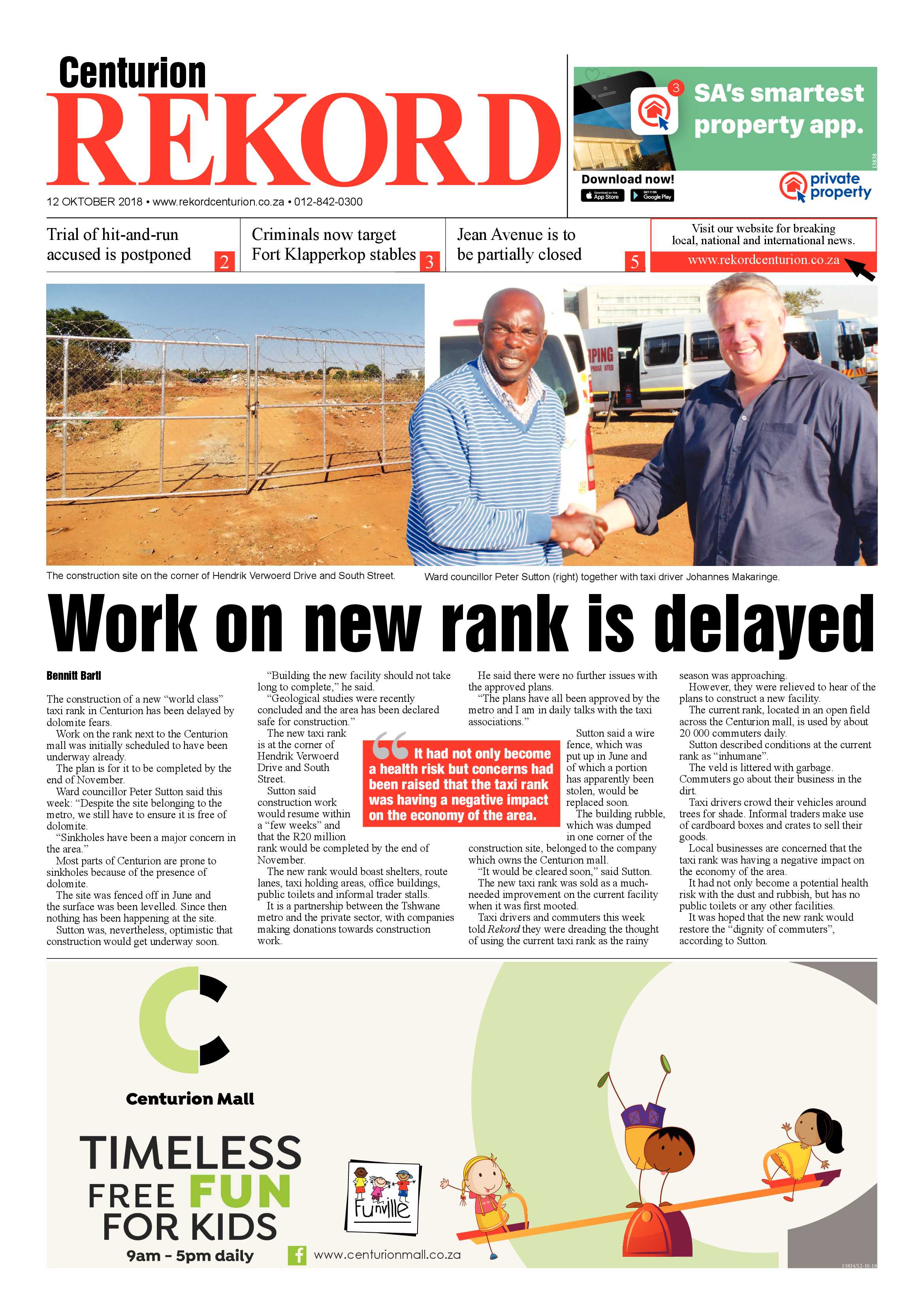 Rekord Centurion 12 October 2018 page 1