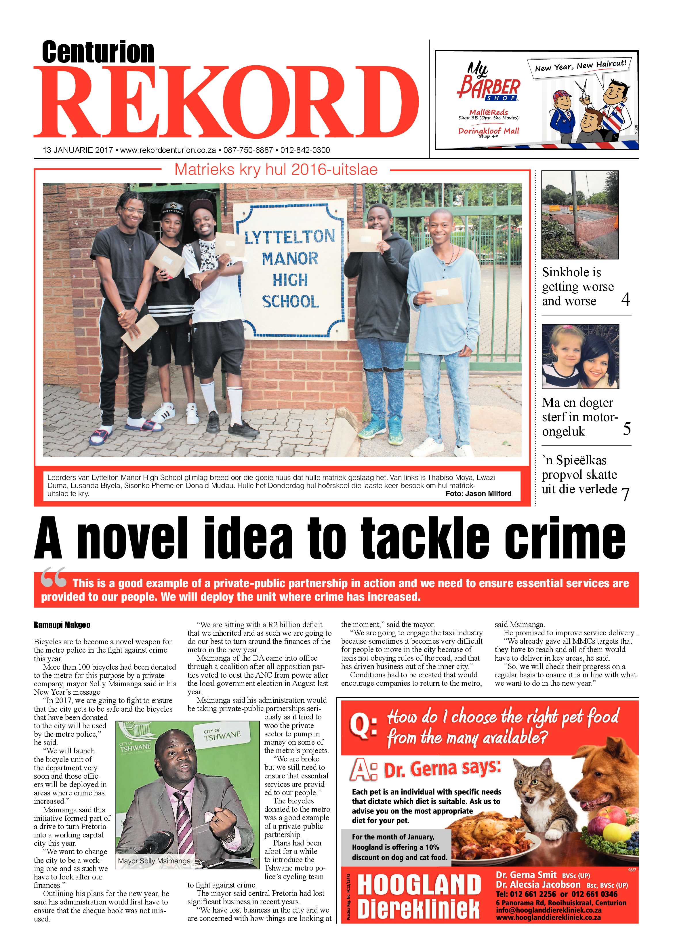 Rekord Centurion 13 January 2017 page 1