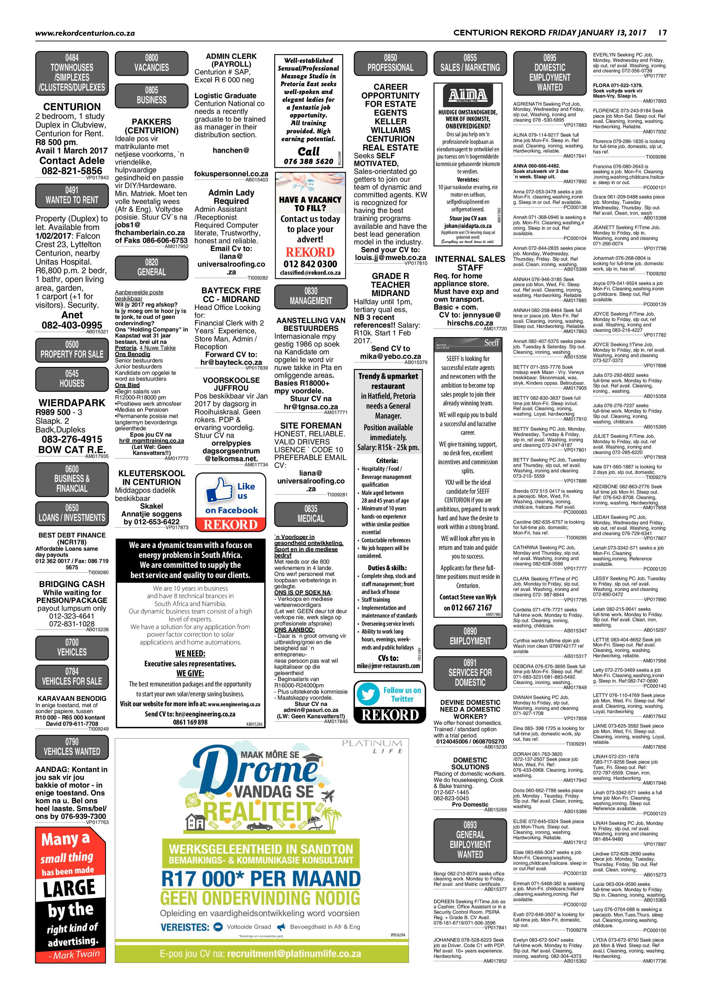 Rekord Centurion 13 January 2017 page 17