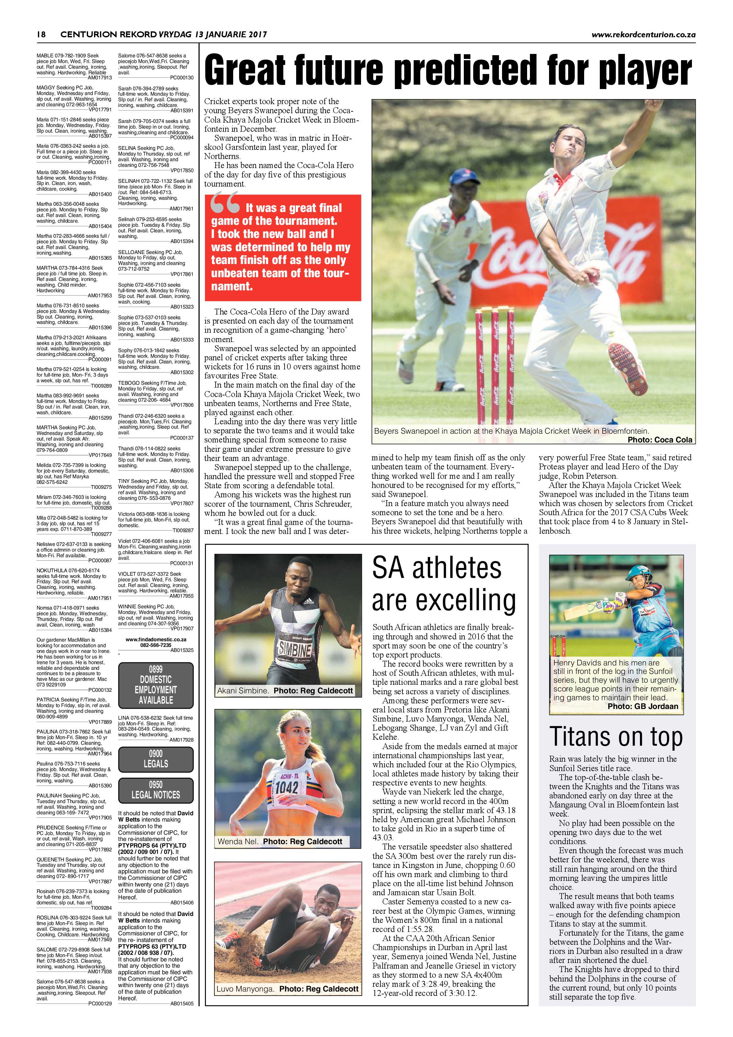 Rekord Centurion 13 January 2017 page 18