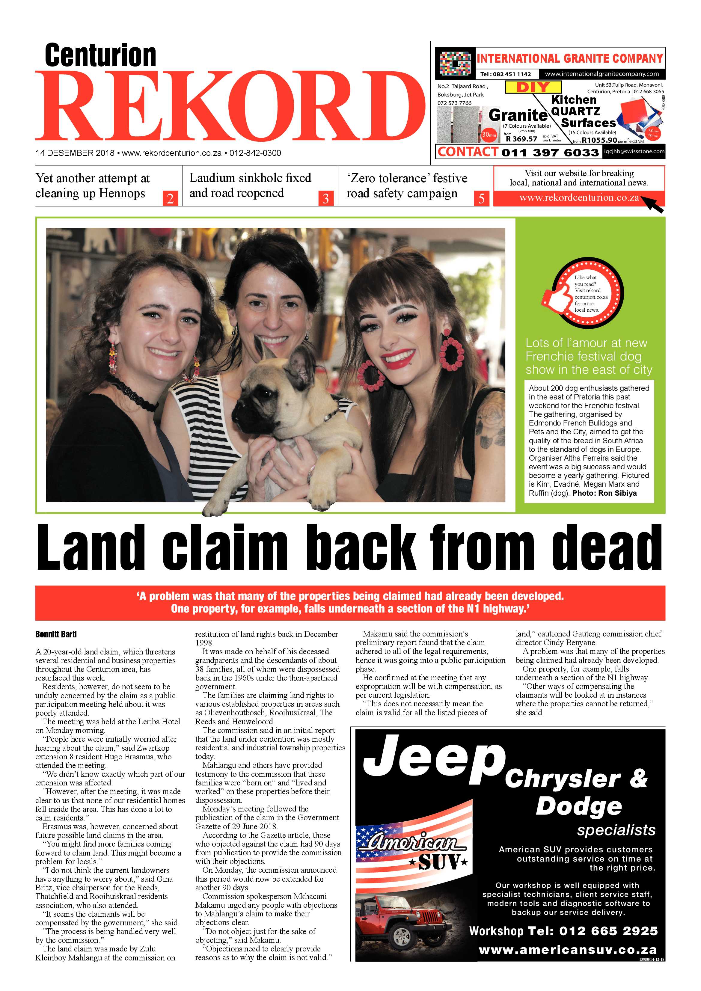 Rekord Centurion 14 December 2018 page 1