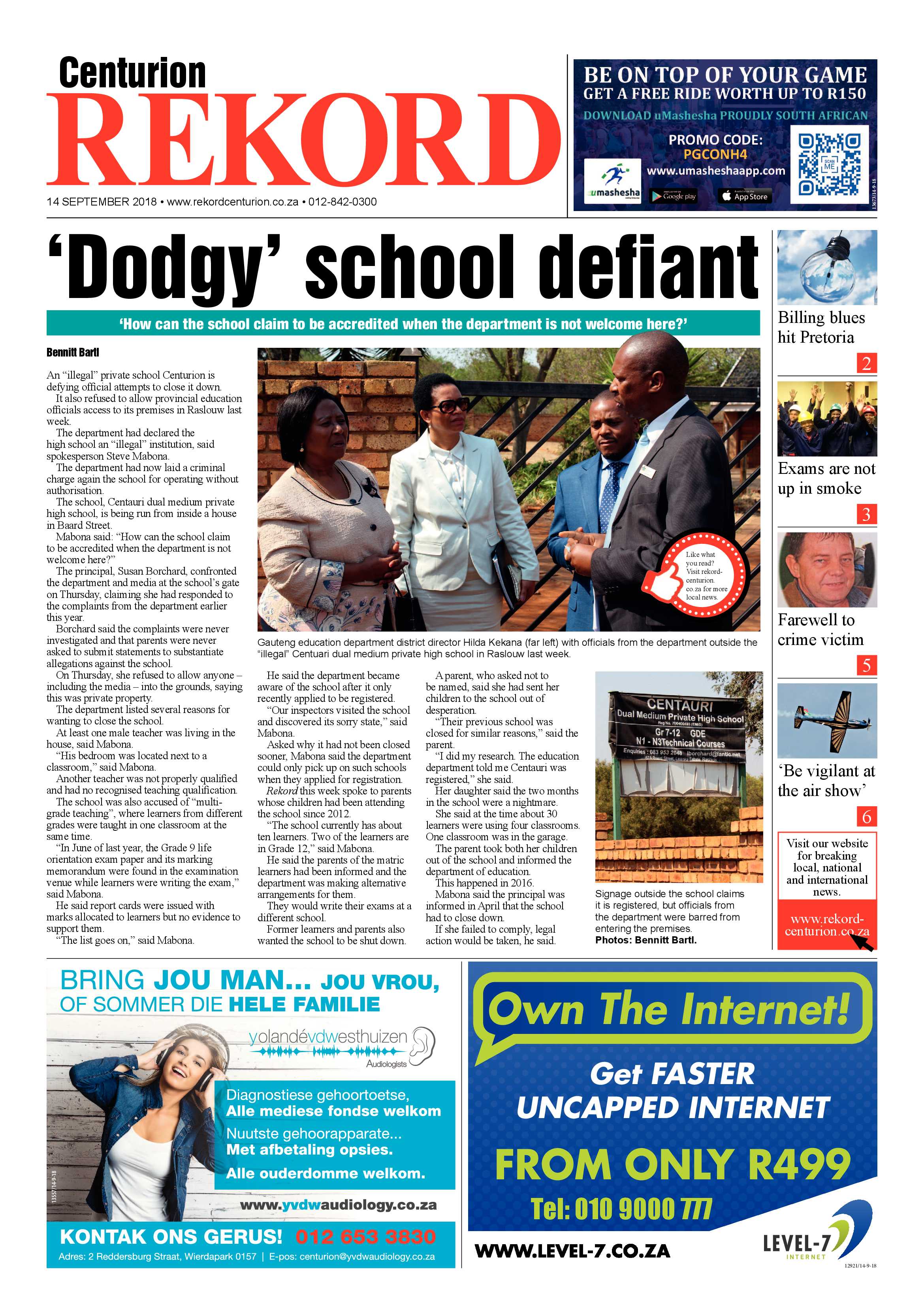 Rekord Centurion 14 September 2018 page 1