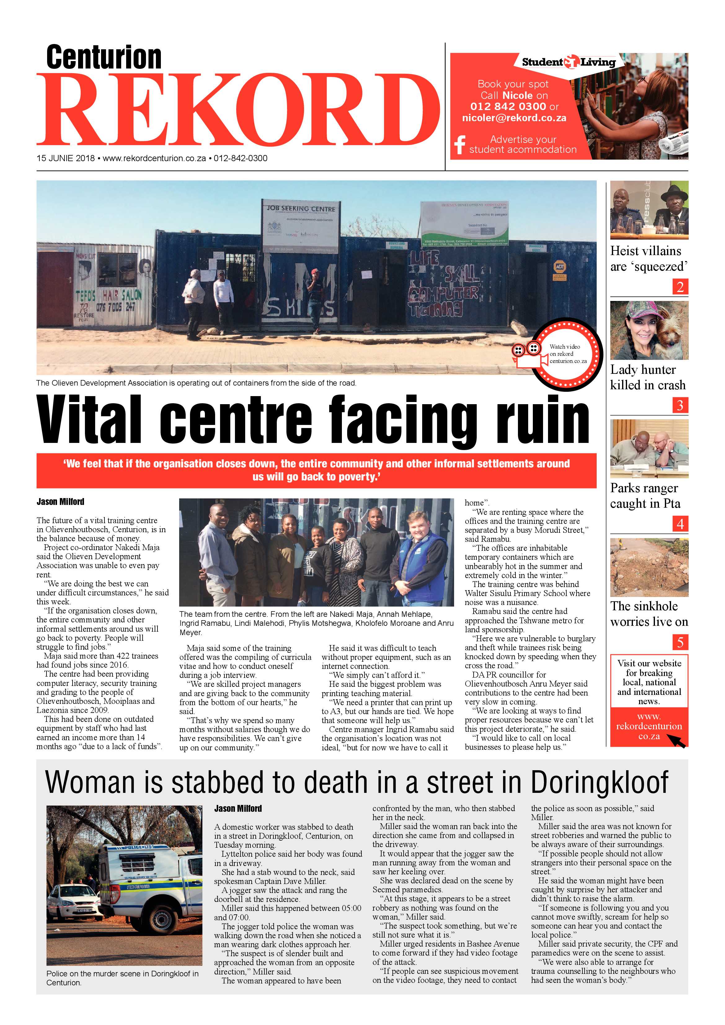 Rekord Centurion 15 June 2018 page 1