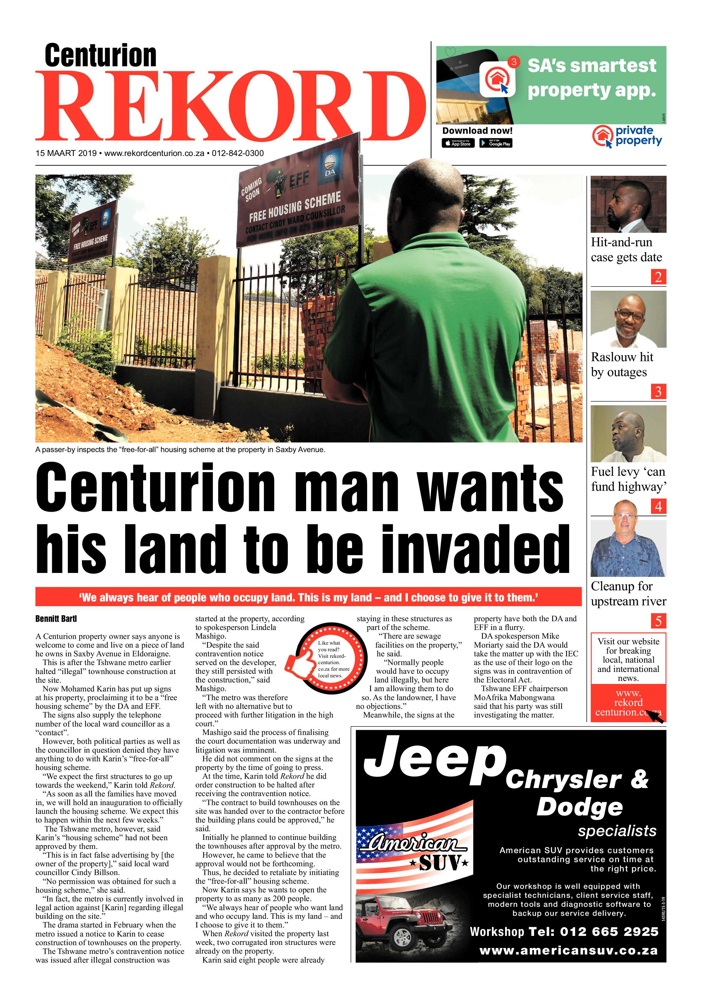 Rekord Centurion 15 March 2019 page 1