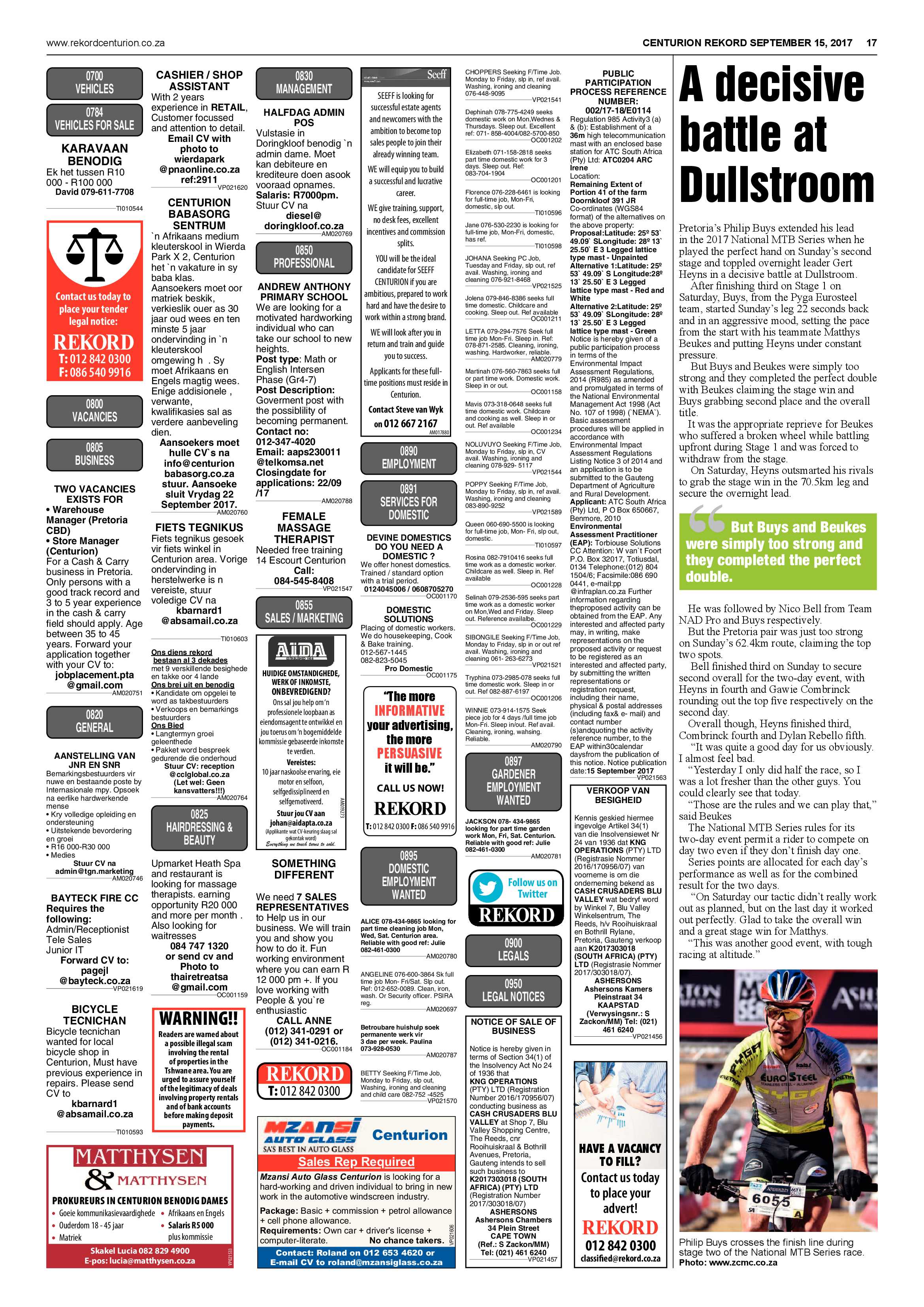 Rekord Centurion 15 September 2017 page 17