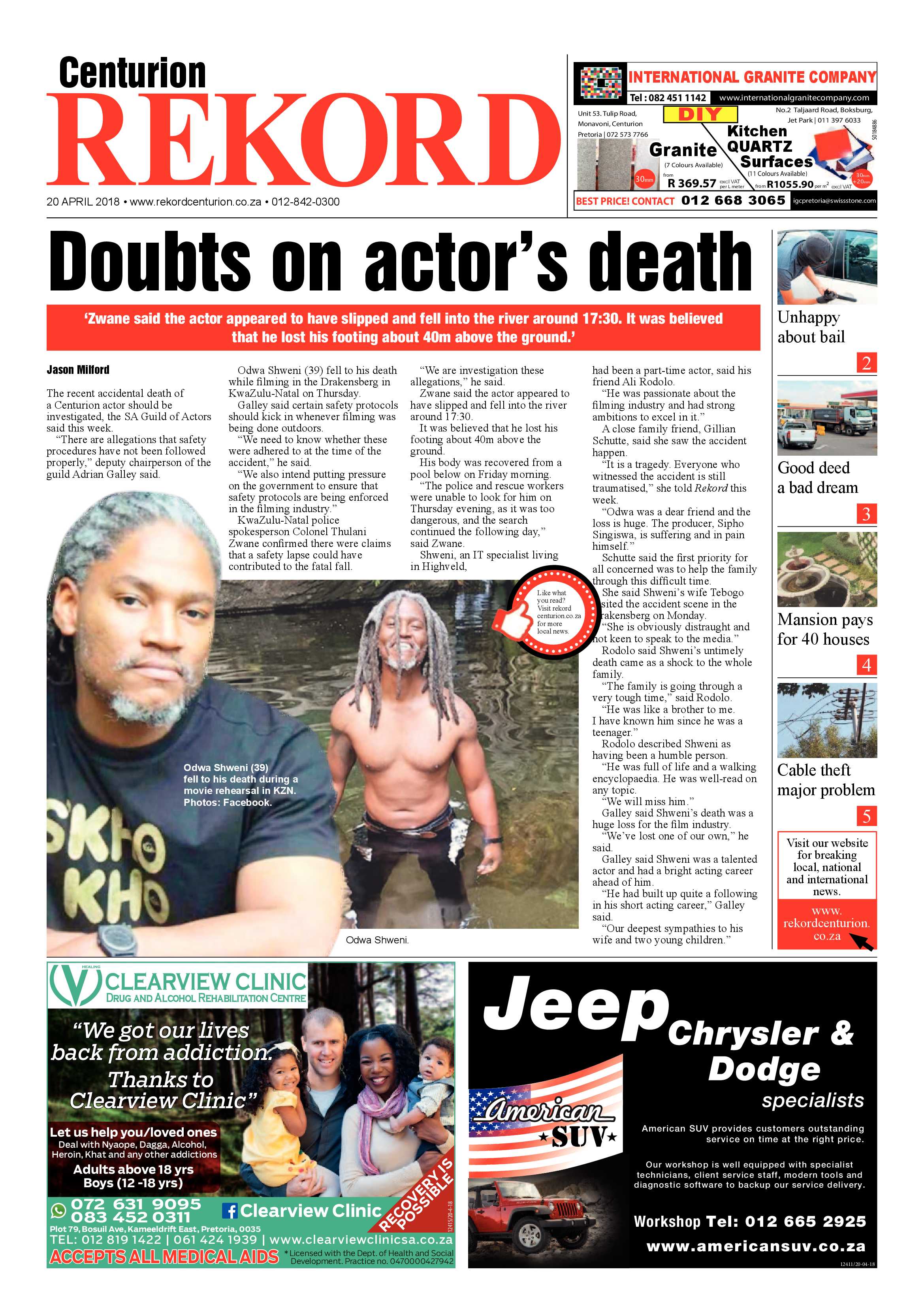 Rekord Centurion 20 April 2018 page 1