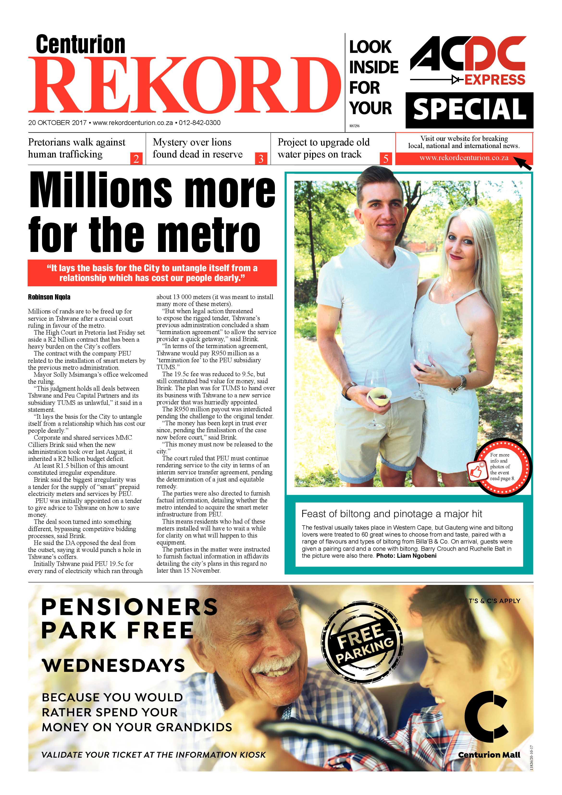 Rekord Centurion 20 October 2017 page 1