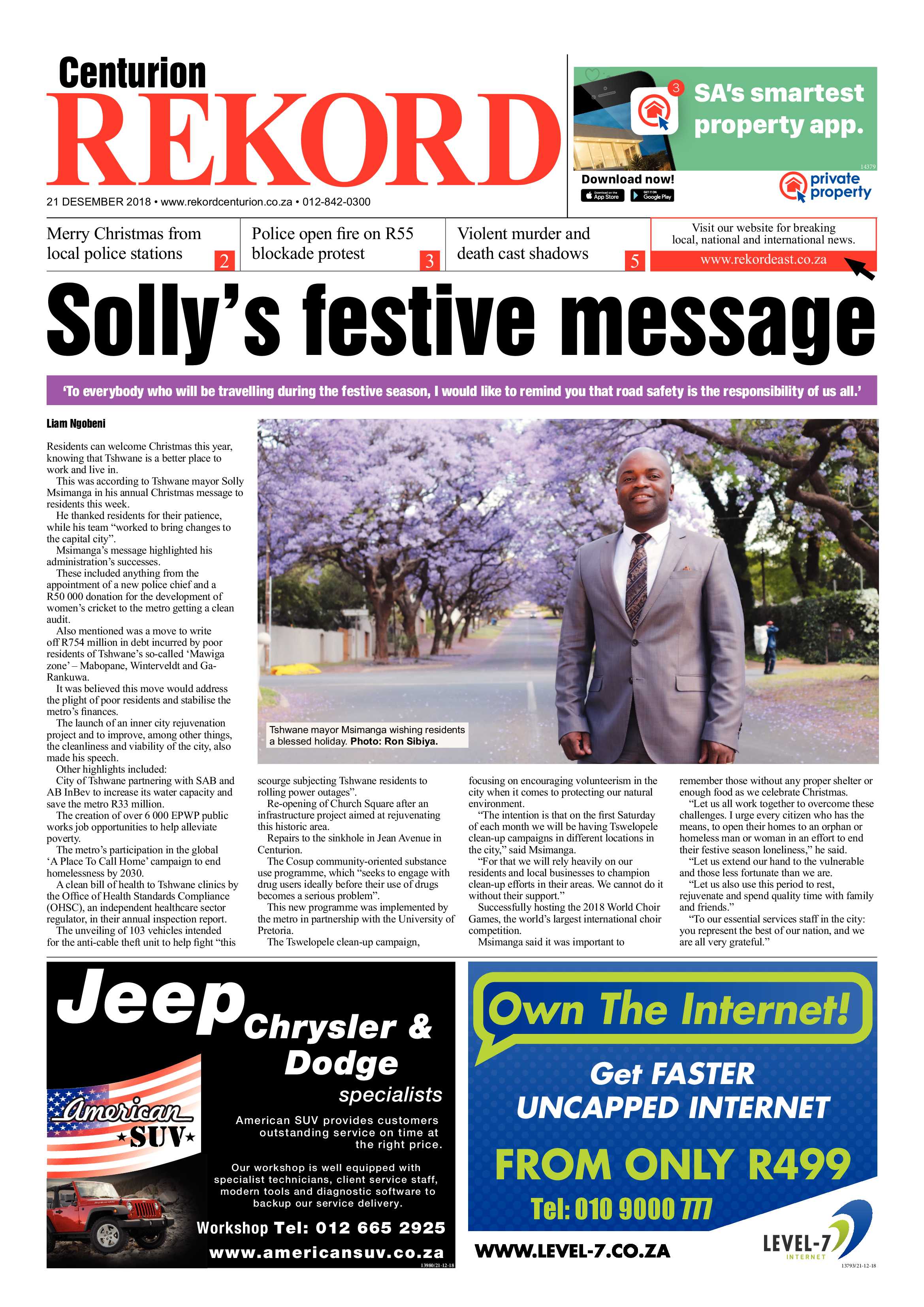 Rekord Centurion 21 December 2018 page 1