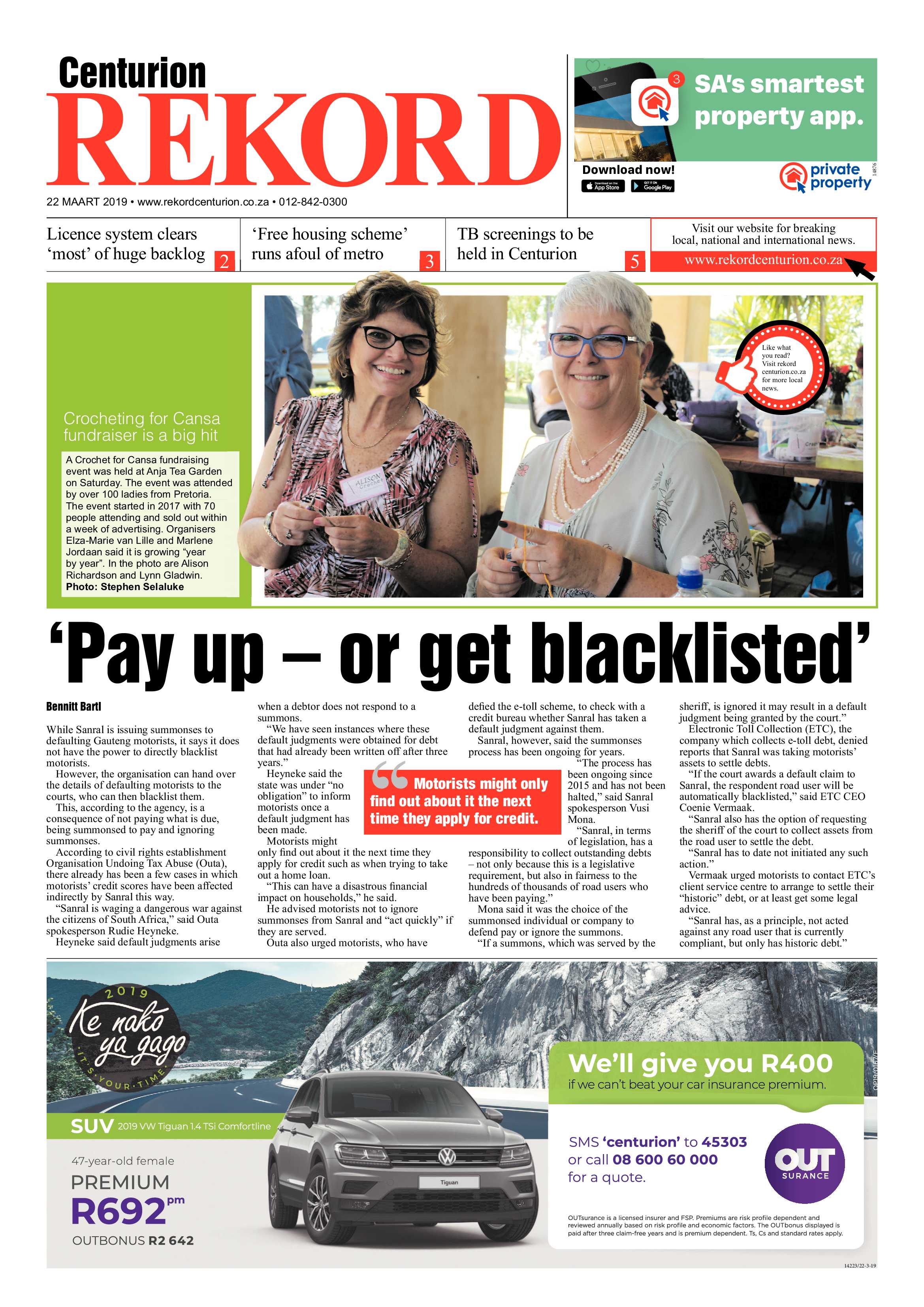 Rekord Centurion 22 March 2019 page 1