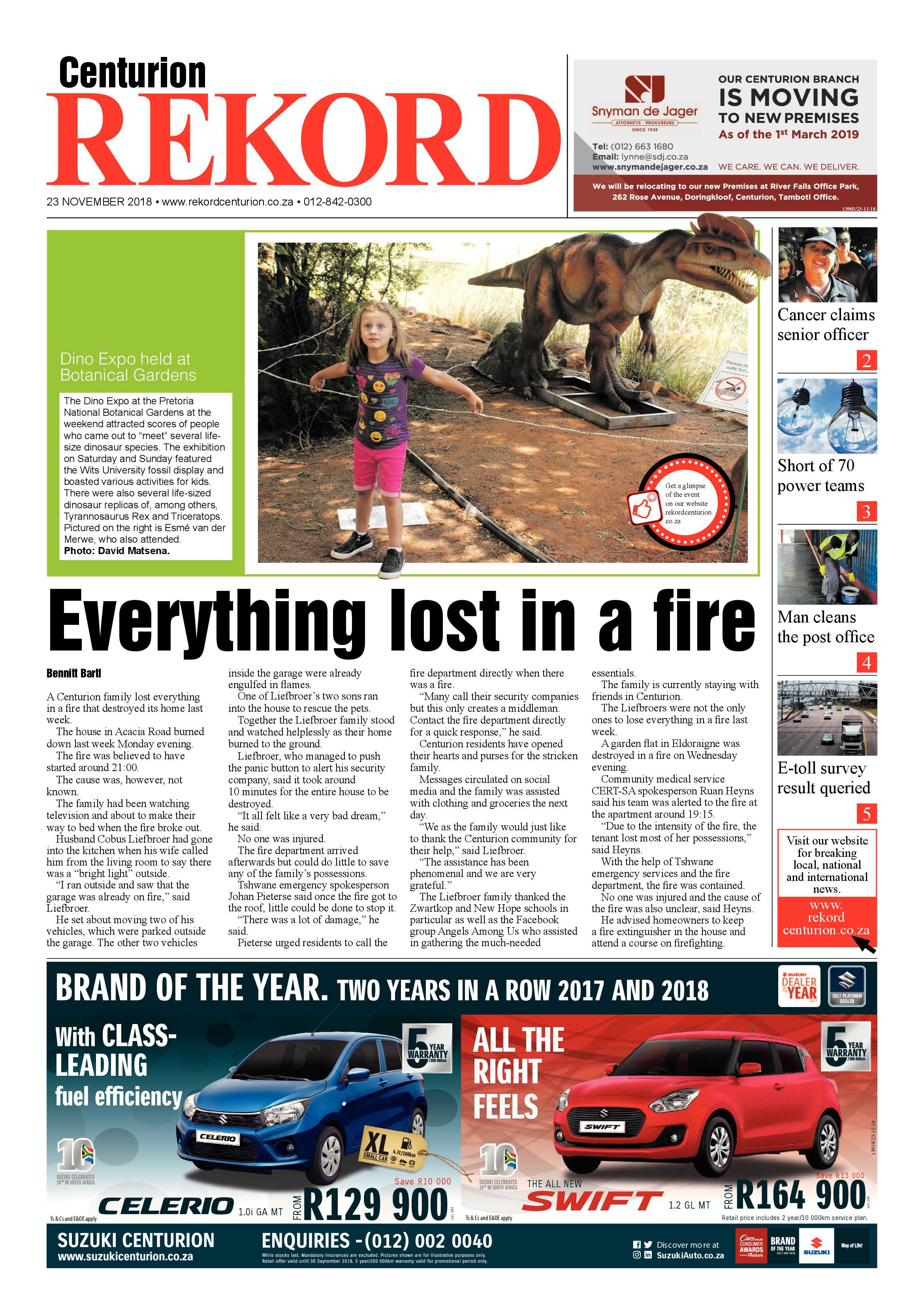 Rekord Centurion 23 November 2018 page 1