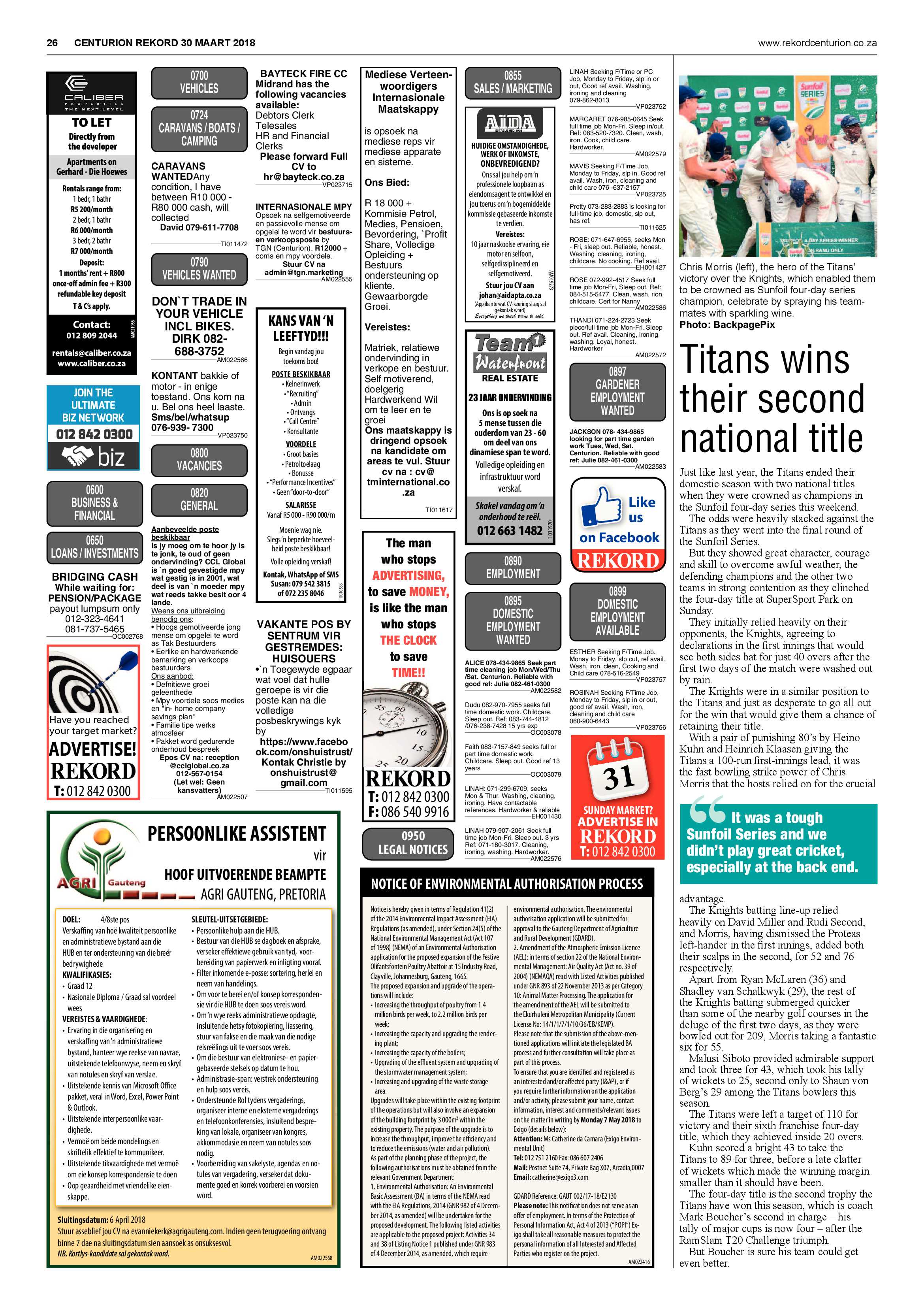 Rekord Centurion 30 March 2018 page 26