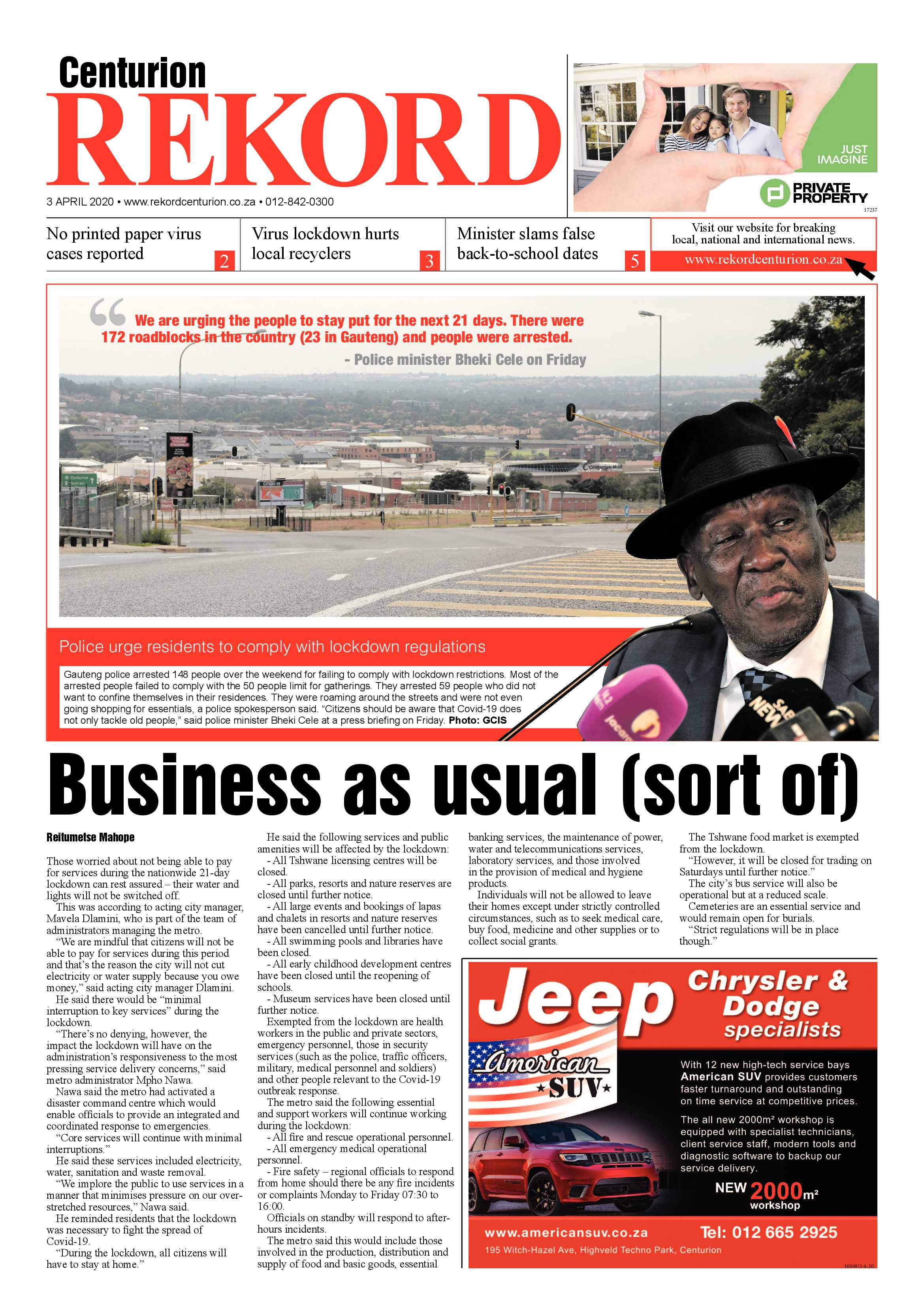 Rekord Centurion 3 April 2020 page 1