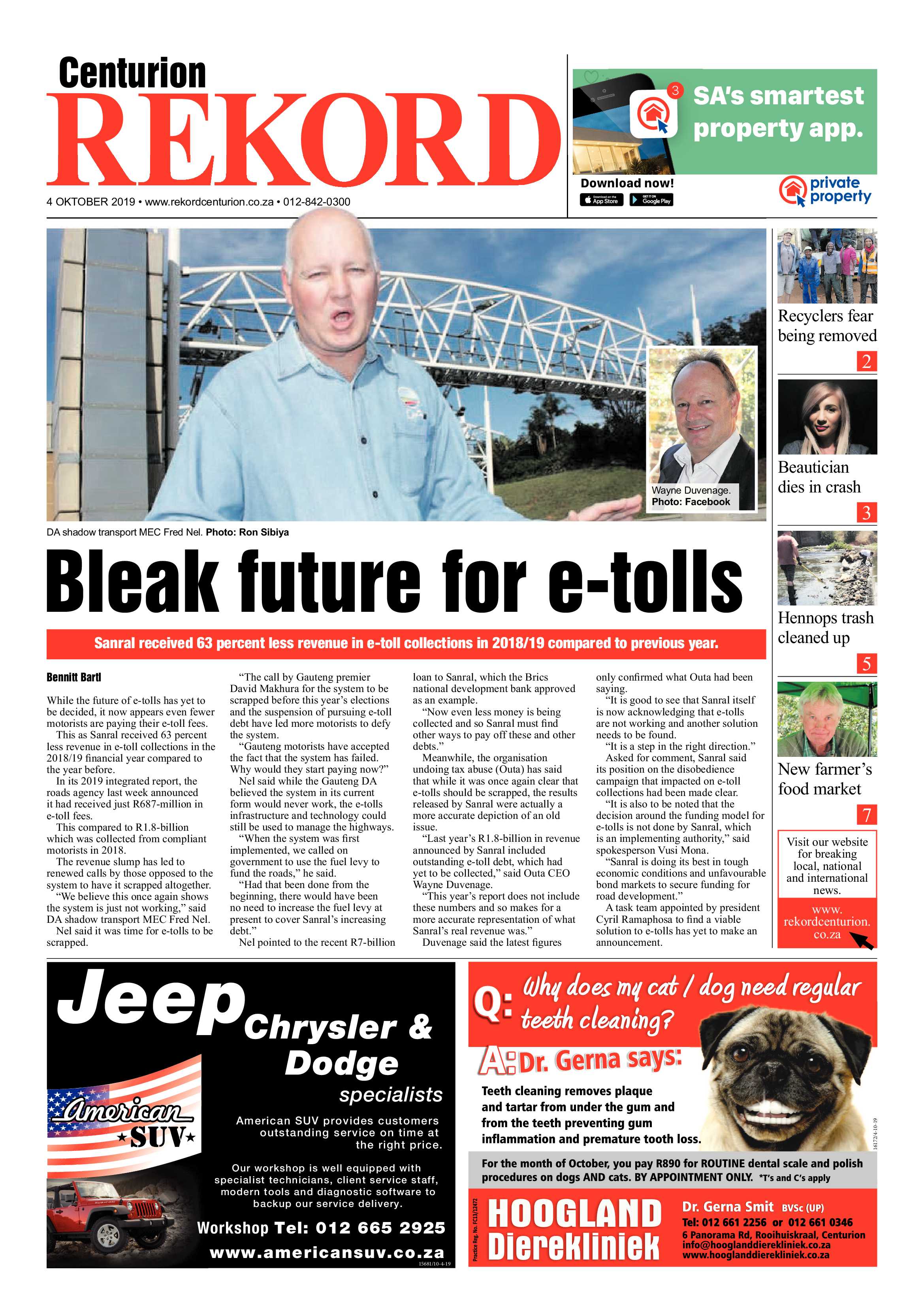 Rekord Centurion 4 October 2019 page 1