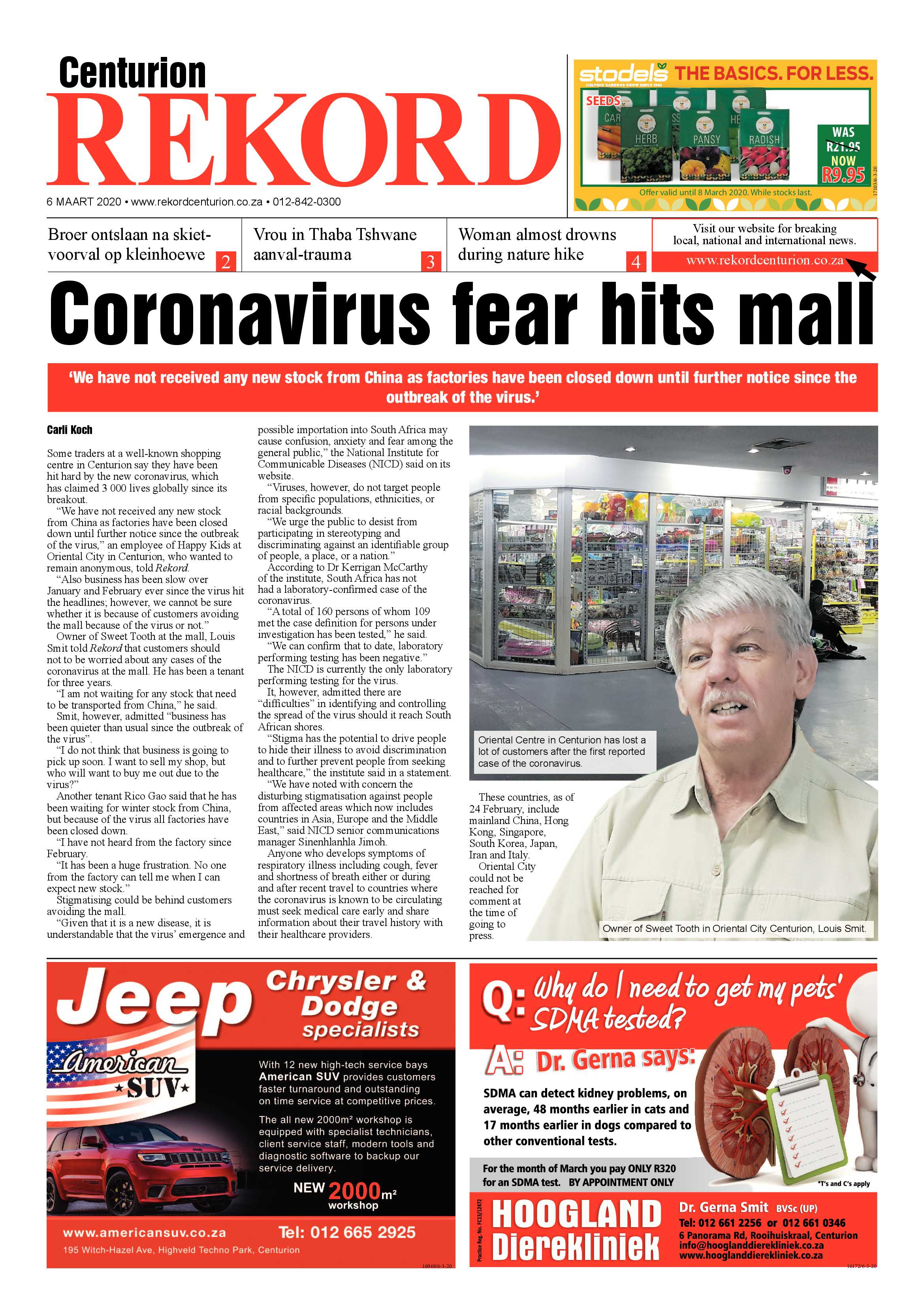 Rekord Centurion 6 March 2020 page 1